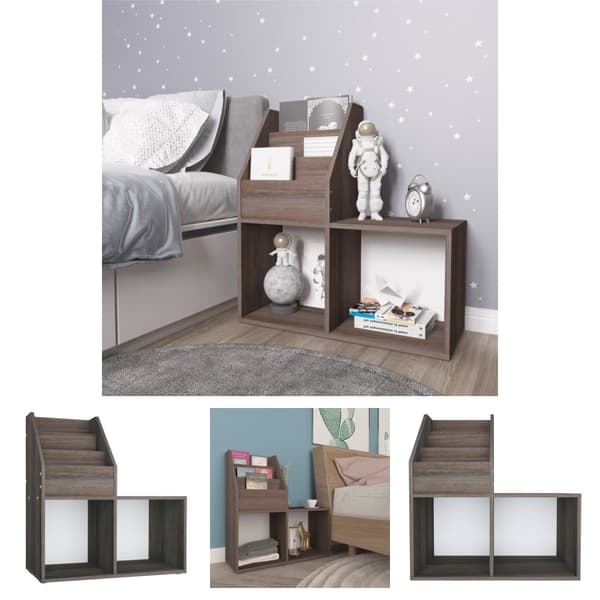 The Living Store Tidningsställ för barn grå och sonoma-ek 71x30x78,5cm spånskiva -  Tidskriftshyllor