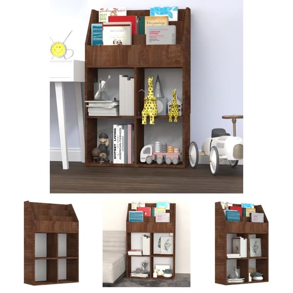 The Living Store Tidningsställ för barn brun ek 71x30x114 cm konstruerat trä -  Tidskriftshyllor