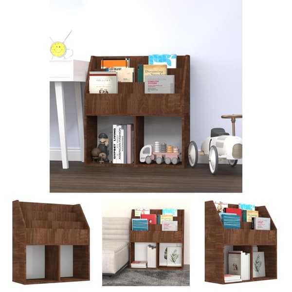 The Living Store magasinholder til børn 71x30x78,5 cm konstrueret træ brunt eg -  Magasinholdere