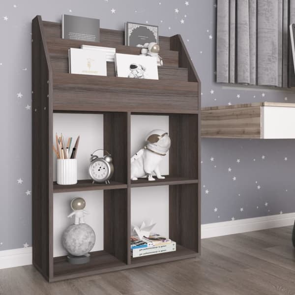 Tidskriftshyllor - Living Tidningsställ för barn grå och sonoma-ek 71x30x114 cm spånskiva