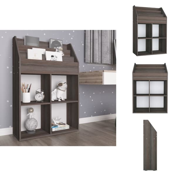 Tidskriftshyllor - Living Tidningsställ för barn grå och sonoma-ek 71x30x114 cm spånskiva
