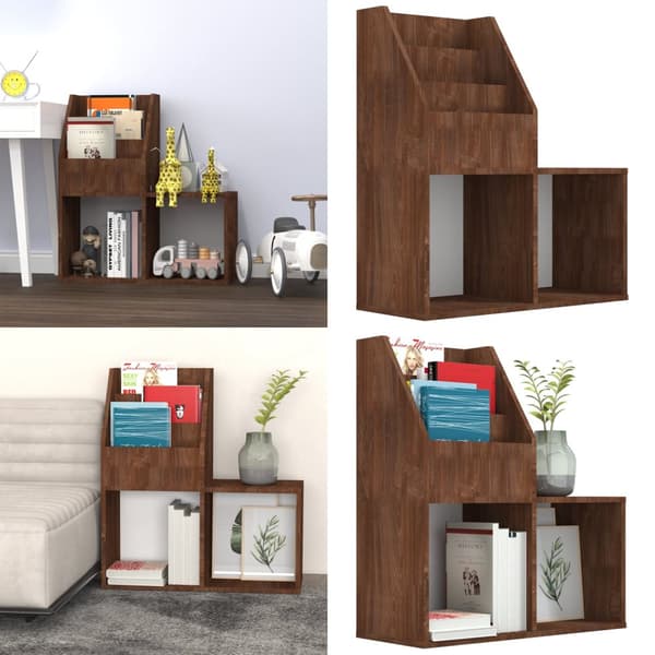 Tidningsställ för barn brun ek 71x30x78,5 cm konstruerat trä - Tidningshållare - Tidningsställ - Home & Living