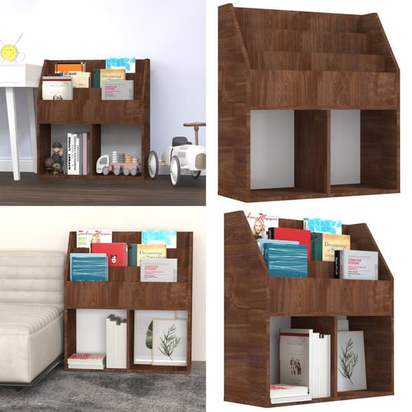 Tidningsställ för barn brun ek 71x30x78,5 cm konstruerat trä - Tidningshållare - Tidningsställ - Home & Living