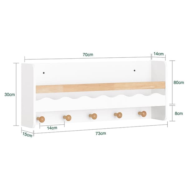 Rootz lasten seinätakkiteline säilytystilalla - Kirjahylly - Seinähylly - Tilaa säästävä muotoilu - Suojaus naarmuilta - Helppo koota - 79 cm x 36 cm