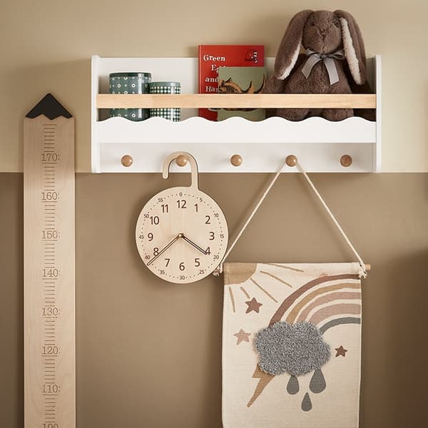 Rootz lasten seinätakkiteline säilytystilalla - Kirjahylly - Seinähylly - Tilaa säästävä muotoilu - Suojaus naarmuilta - Helppo koota - 79 cm x 36 cm