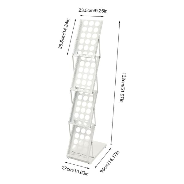 Magasinholder, 4-etagers design, foldbar og pladsbesparende, holdbar jernkonstruktion