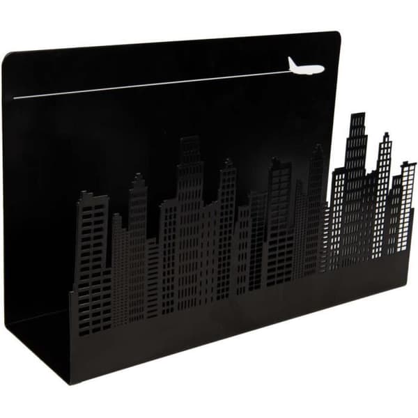Dekorativ tidskriftshållare i metall 35 x 11 x 22 cm Skyline Svart