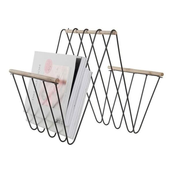 tidningsställ 8424001814008 41 x 31 x 36 cm svart järn trä mdf