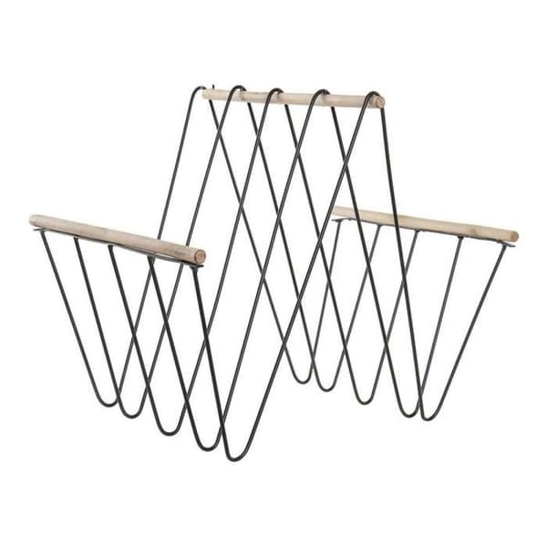 tidningsställ 8424001814008 41 x 31 x 36 cm svart järn trä mdf
