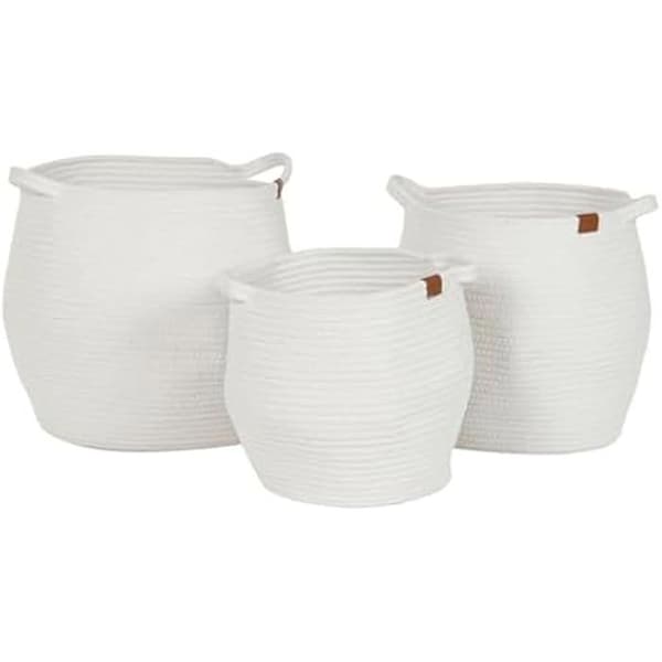 Korg - HOME ESPRIT - Set om 3 - Vit - 34 x 34 x 34 cm - Inredning