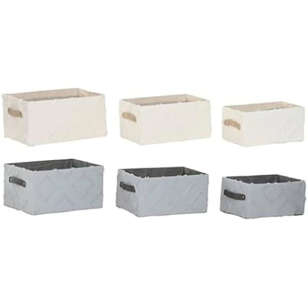 Korg - HOME ESPRIT - Set om 3 - Krämgrå - 35 x 25 x 18 cm - Inredning