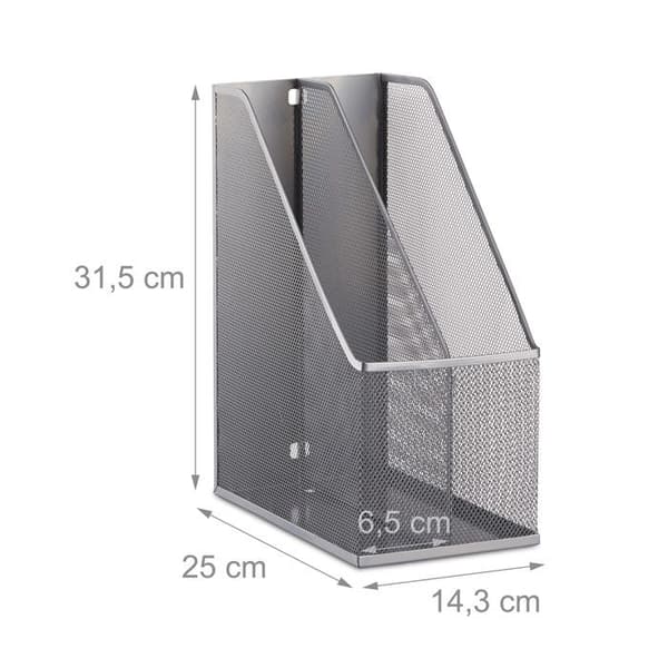 Relaxdays Tidningsställ 2 fack tidskriftshållare dokumenthållare metall A4 till C4, silver