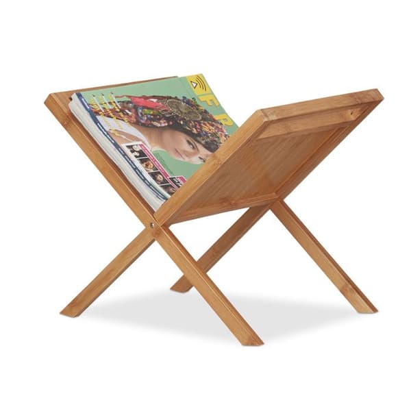 Relaxdays Bamboo Tidningshållare, Tidningshållare, Bärhandtag, Praktisk Fristående Förvaring, A4 A5 Nature
