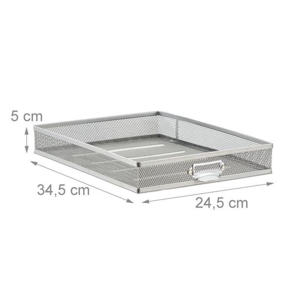 Relaxdays Brevkorg dokumenthållare organiserare tidningsställ 3 lådor fack A4-format, silver