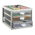 Miniatyrbild 1 av 6: Relaxdays Brevkorg dokumenthållare organiserare tidningsställ 3 lådor fack A4-format, silver