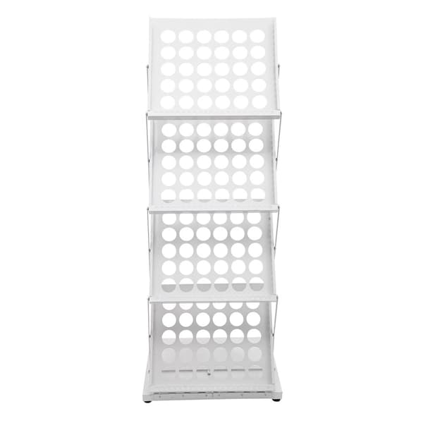Foldbar magasinholder, 4-niveau design, fritstående, indendørs brug,HVID