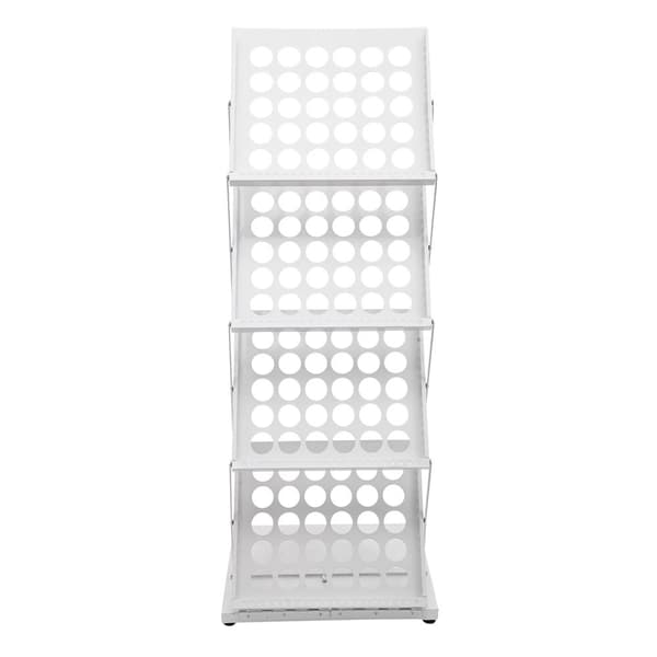 Foldbar magasinholder, 4-niveau design, fritstående, indendørs brug,HVID