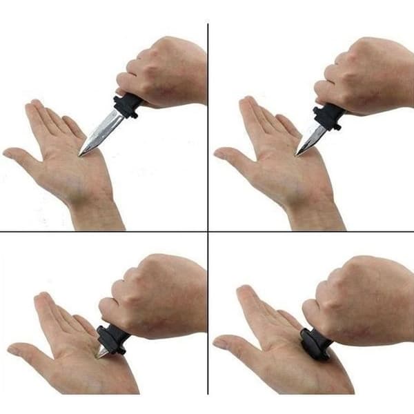 Infällbar dolk magiskt trick * Längd: 18 cm * Material: plast * Färg: svart och silver Funktioner: trick