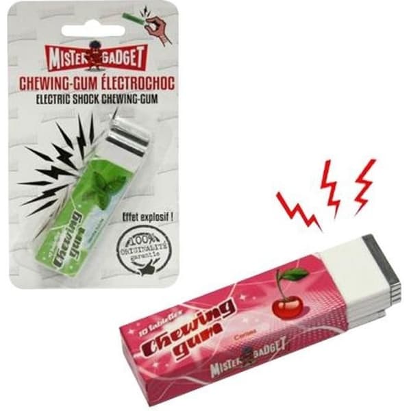 Elektrochocker tuggummi låda elektrochock elpaket * Mått: 8 x 2 x 1,5 cm * Batteri: batterier ingår * Nej