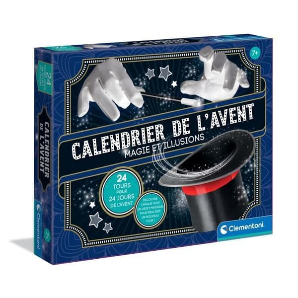 Trollkarl-adventskalender, magi och illusionstema, 24 olika trick, illustrerad manual, CLEMENTONI 52855, 7 år och uppåt