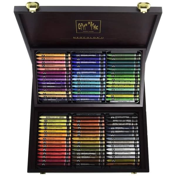 Caran d'Ache Coffret boisl 84 pasteller av vattenlöslig vax - Neocolor II - 7500.484