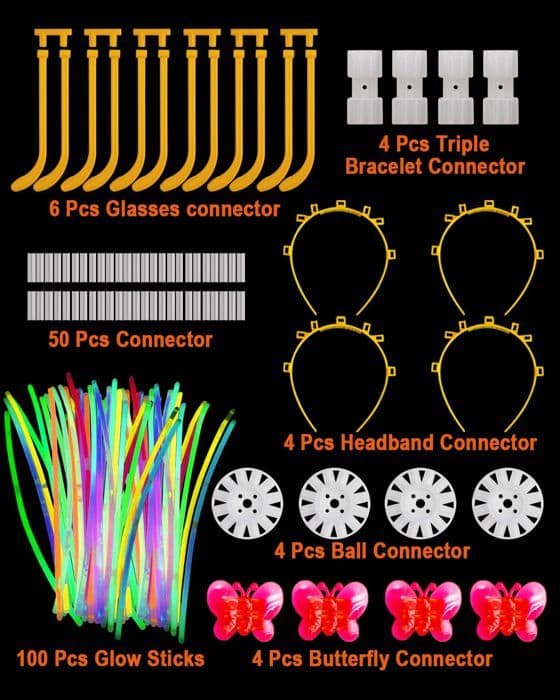 Carehabi - Knicklichter - Party Light Sticks Set-100x barn- med kontaktdon- Dekoration och festtillbehör