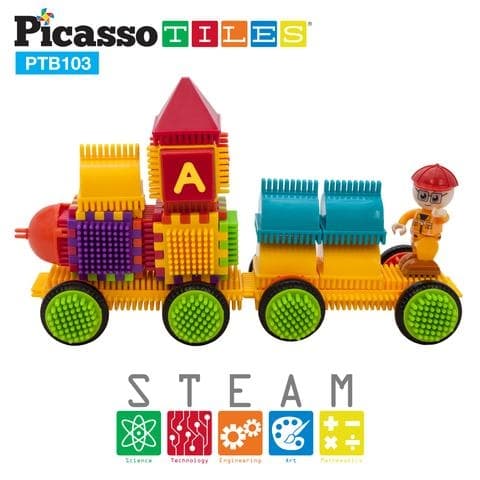 Picasso-Tiles -harjaset 103 kappaletta, juna