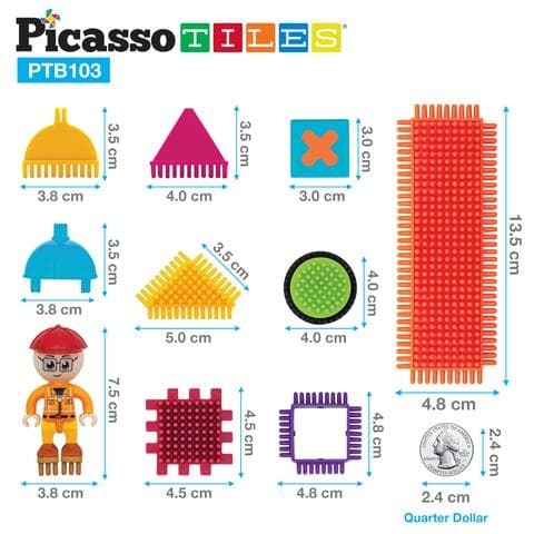 Picasso-Tiles -harjaset 103 kappaletta, juna