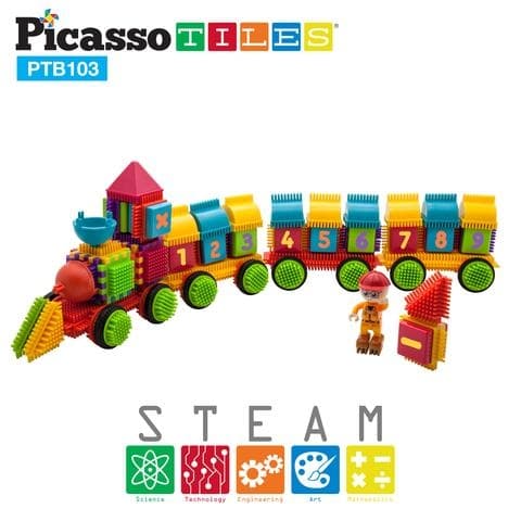 Picasso-Tiles -harjaset 103 kappaletta, juna