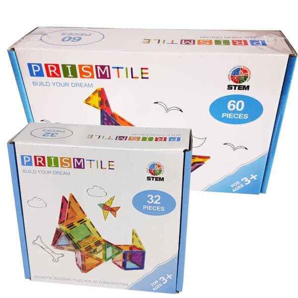 Magnetic Tiles byggesett 92 stk (32 stk. + 60 stk.)