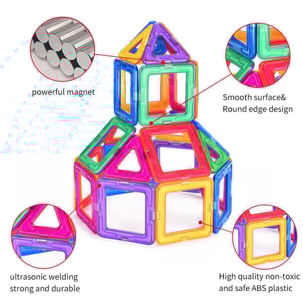 3D Magnetic Tiles - 46 Delar Magnetiska Brickor - Bygg med Magneter multifärg - Julklappa Barn - Present