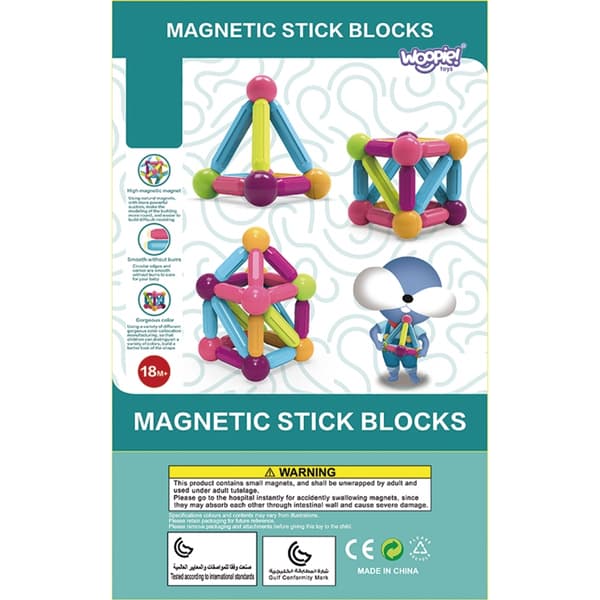WOOPIE Magnetiska Pedagogiska Konstruktionsblock Stora Tjocka 38 st.