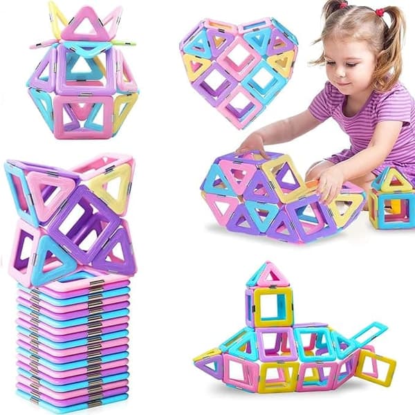 Magnetiska Byggklossar och Magnetic Tiles – Kreativa Byggset för Barn, Utbildande Leksaker för Flickor och Pojkar, Lärande och Utveckling