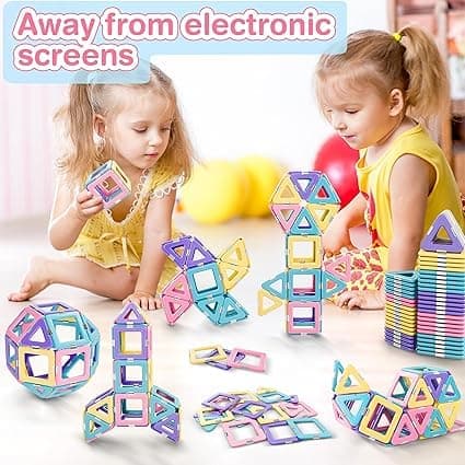 Magnetiska Byggklossar och Magnetic Tiles – Kreativa Byggset för Barn, Utbildande Leksaker för Flickor och Pojkar, Lärande och Utveckling