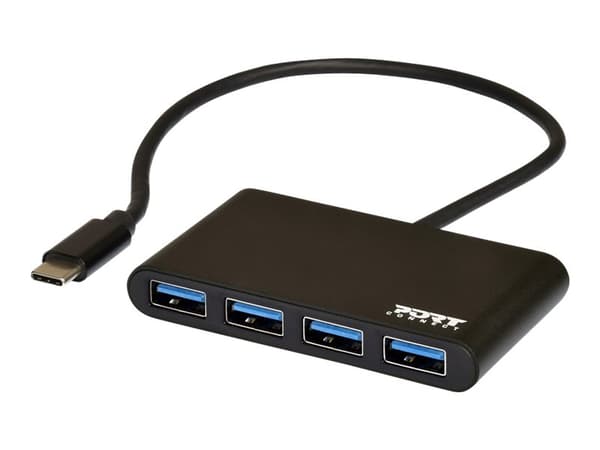 PORT Connect USB HUB 4 PORTS TYPE C - Hubb - 4 x SuperSpeed USB 3.0 - skrivbordsmodell