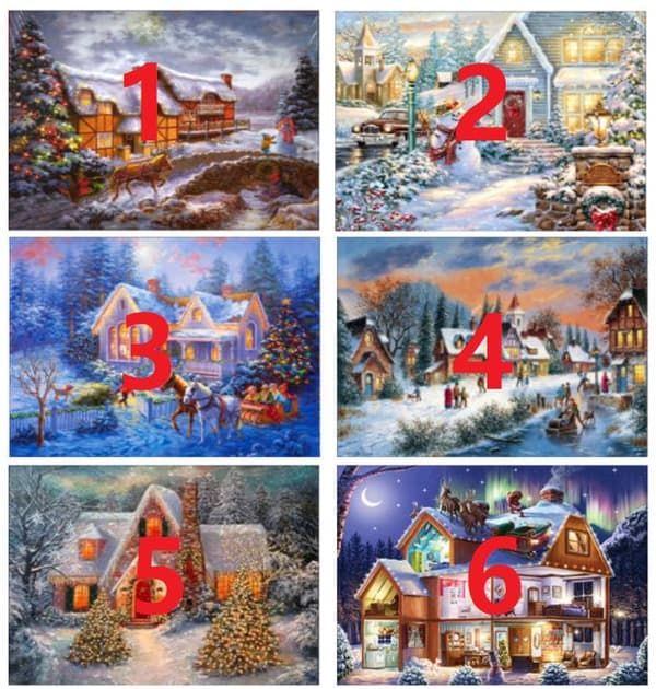 5D Diamond Painting  Vintern Hus Christmas Snö- 6 modell