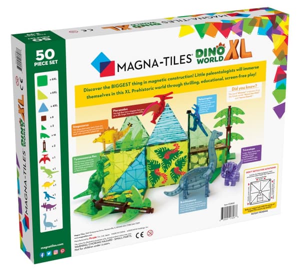Magna-Tiles Dino World XL, 50 bitar