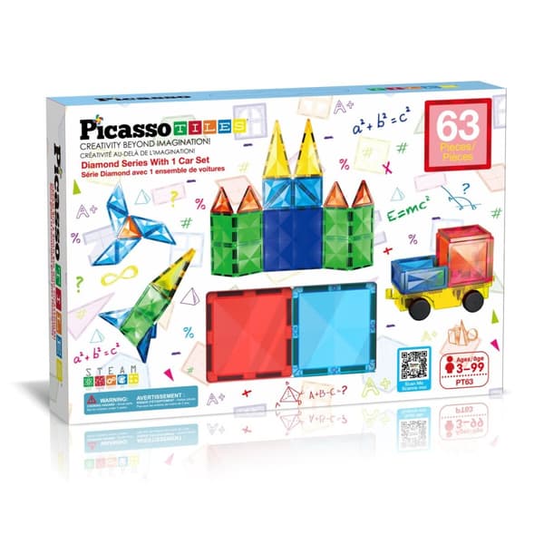 Picasso Tiles Diamond Series Magnetic Tiles set 63 delar