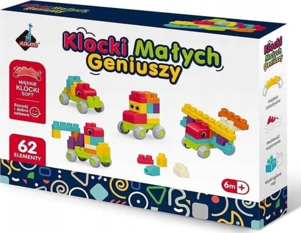 Askato Klocki Małe Geniuszy Soft 62 elementer