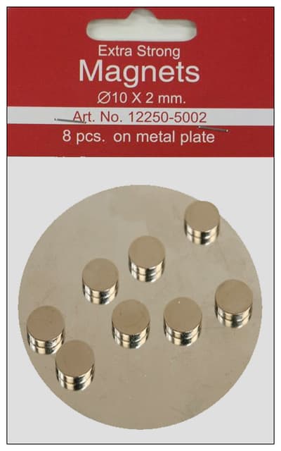 Power Magneter - 10 mm - Tjocklek 2 mm - 8 st
