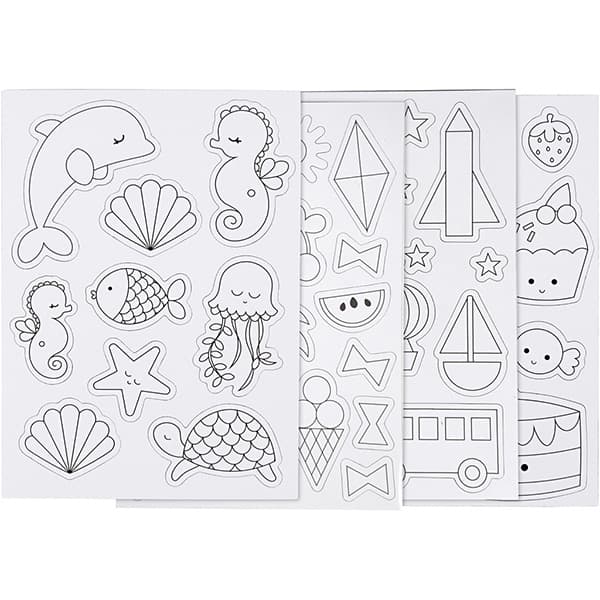 Måla egna magneter - Sommarfigurer - 8 ark