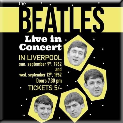 The Beatles Live In Concert Kylskåpsmagnet Black/Yellow/White One Size