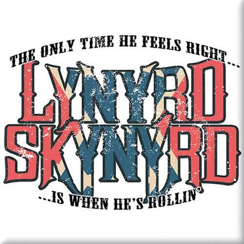Lynyrd Skynyrd Endast när han känner sig rätt kylskåpsmagnet White/Red/Blue One Size