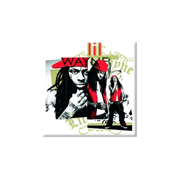Lil Wayne Red Cap Montage Fridge Magnet Black/White/Red One Size