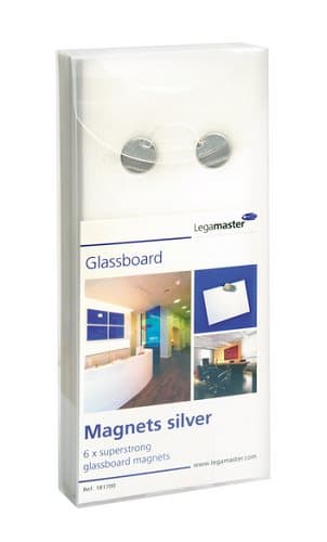 Lasilevymagneetit hopea - 6 kpl