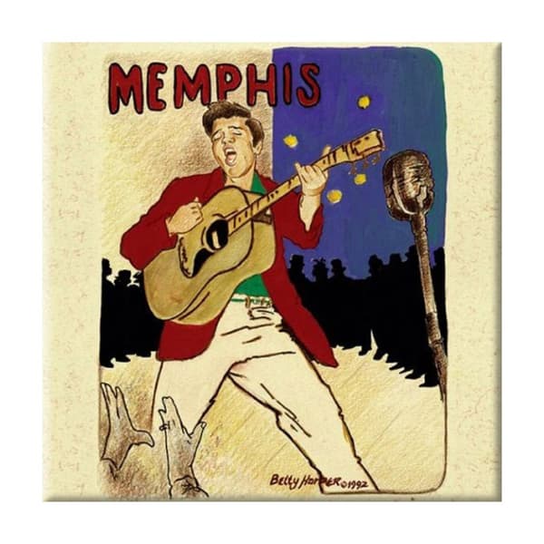 Elvis Presley Memphis Fridge Magnet Cream/Red One Size