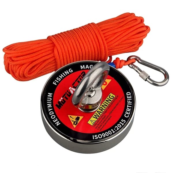 Fiskemagnet, Højstyrke Neodymium, 10M Reb, 220KG 20M reb, magnetisk trækkraft