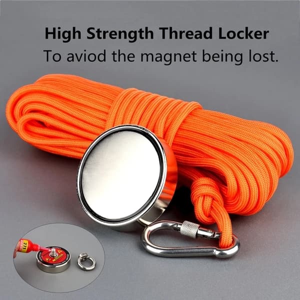Fiskemagnet, Højstyrke Neodymium, 10M Reb, 220KG 20M reb, magnetisk trækkraft
