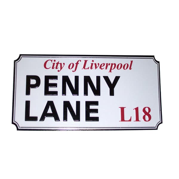 Rock Off Penny Lane Liverpool Sign Präglad kylskåpsmagnet White/Black/Red One Size