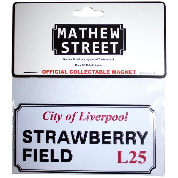 Rock Off Strawberry Field Liverpool Sign Embossed Fridge Magnet